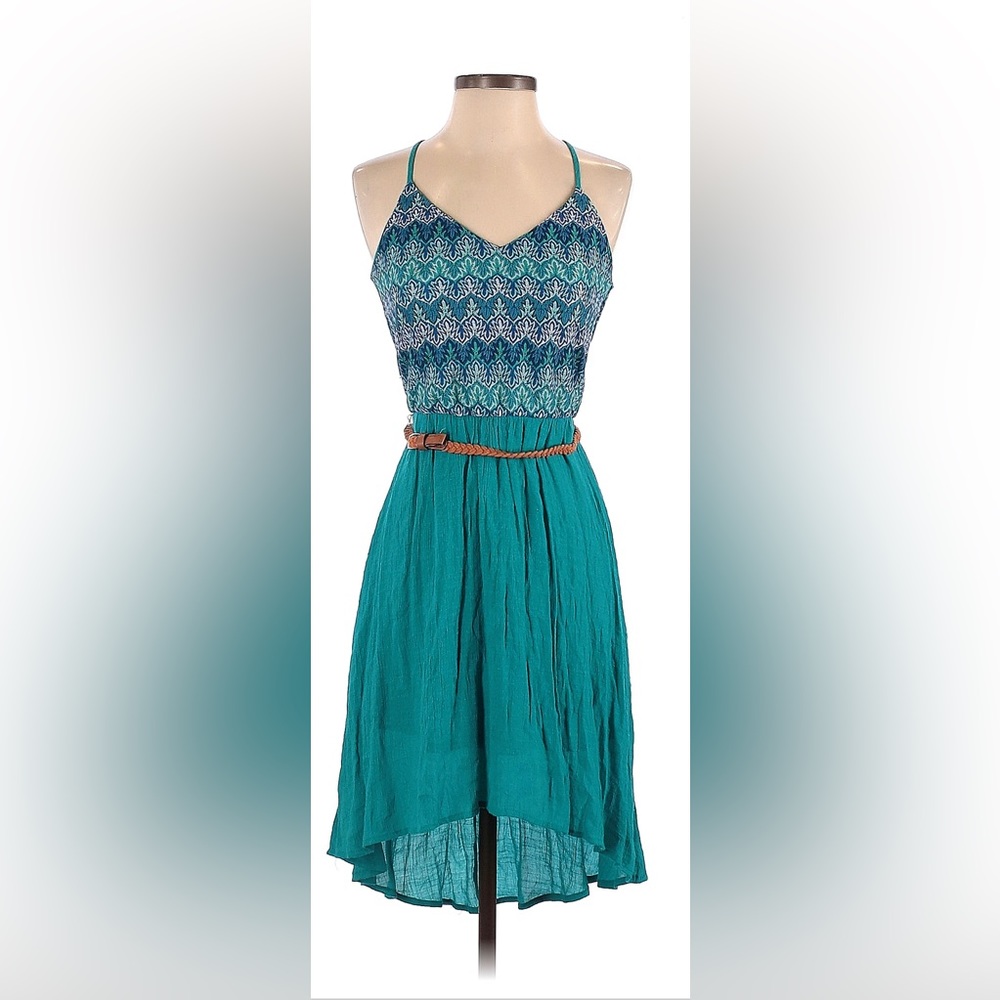 Teal belted dress, size small